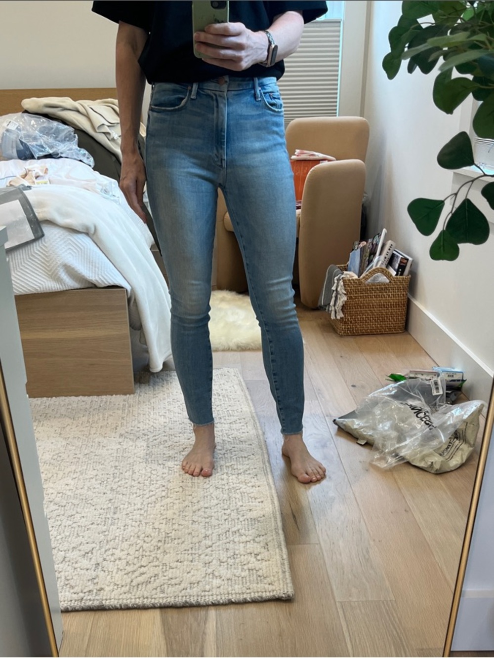 MOTHER Light Blue High-Rise Skinny Jeans